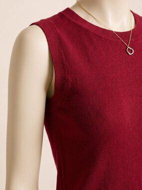 Arach&Cloz Sleeveless Knit Tank Top Wine Red M